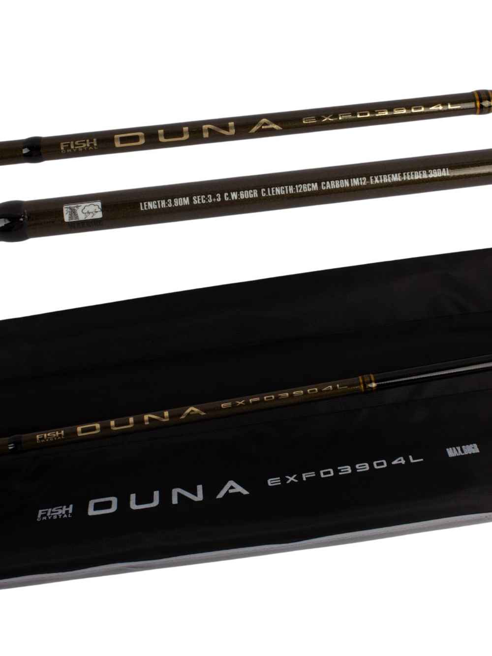 Удилище фидерное "DUNA" тест до 60гр, 3.90м, 3+3 (1.75oz, 1,5oz ,1oz Carb.)Carb 30T