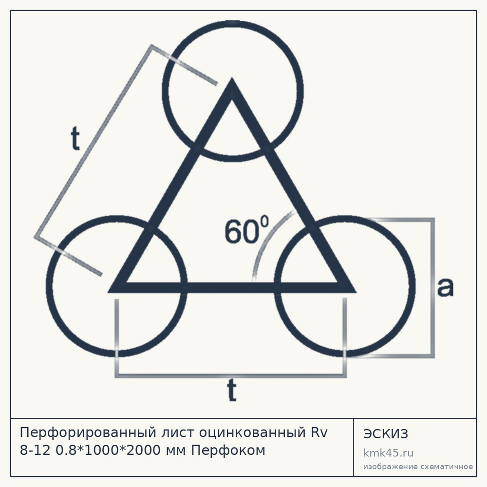 Эскиз: Перфорированный лист оцинкованный Rv 8-12 0.8*1000*2000 мм Перфоком