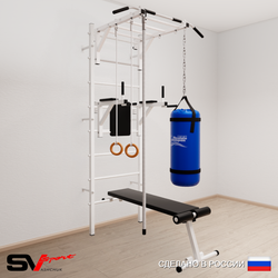 Шведская стенка Sv Sport 5542 (Турник рукоход/Брусья/Скамья/Канат/Кольца/Цепь/Мешок 22кг)