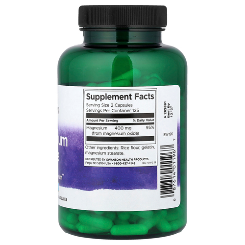 Swanson Vitamins, Оксид магния, 200 мг, 250 капсул