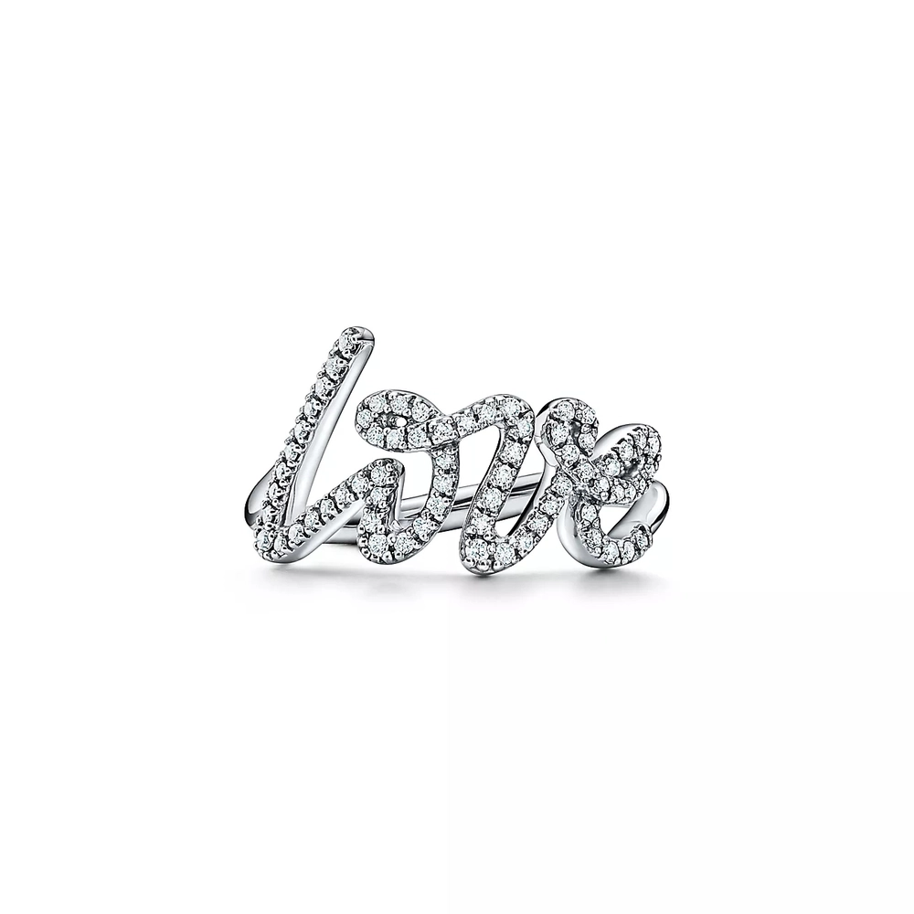 Кольцо из белого золота и бриллиантов 💎💙 Tiffany, love graffiti, В наличии