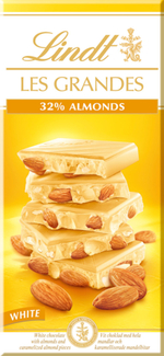 Белый шоколад Lindt LES GRANDES ALMONDS 32% с Миндалем, 150 г (Из Финляндии)