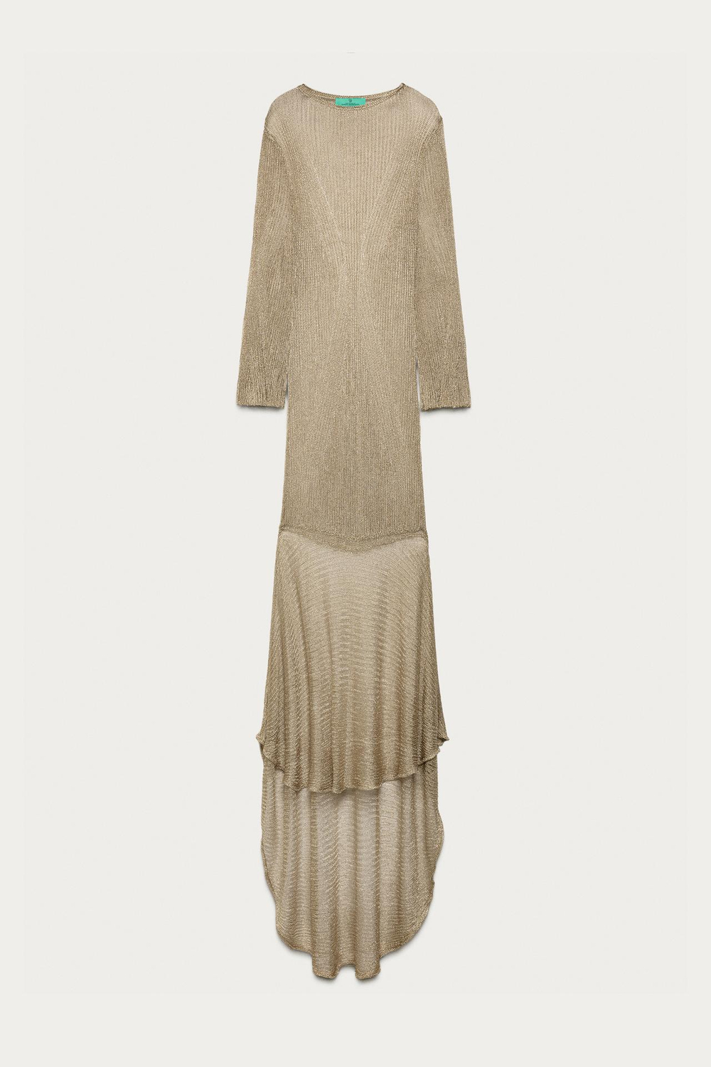 ZARA X MARISA BERENSON ДЛИННОЕ ТРИКОТАЖНОЕ ПЛАТЬЕ, ЗОЛОТИСТЫЙ