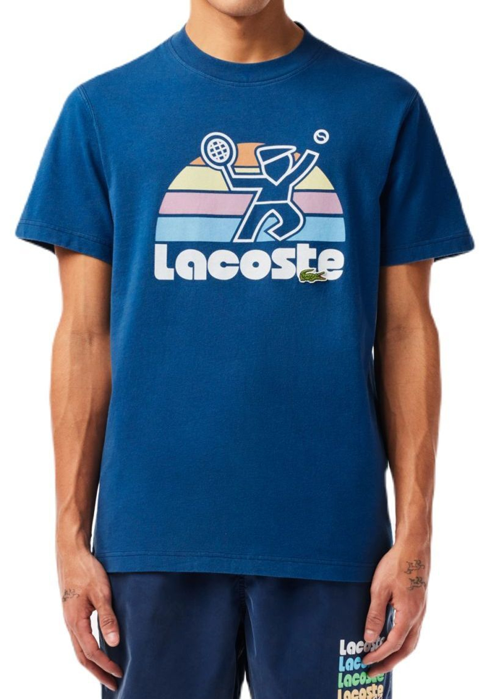 Теннисная футболка Lacoste Washed Effect Tennis Print T-Shirt - blue