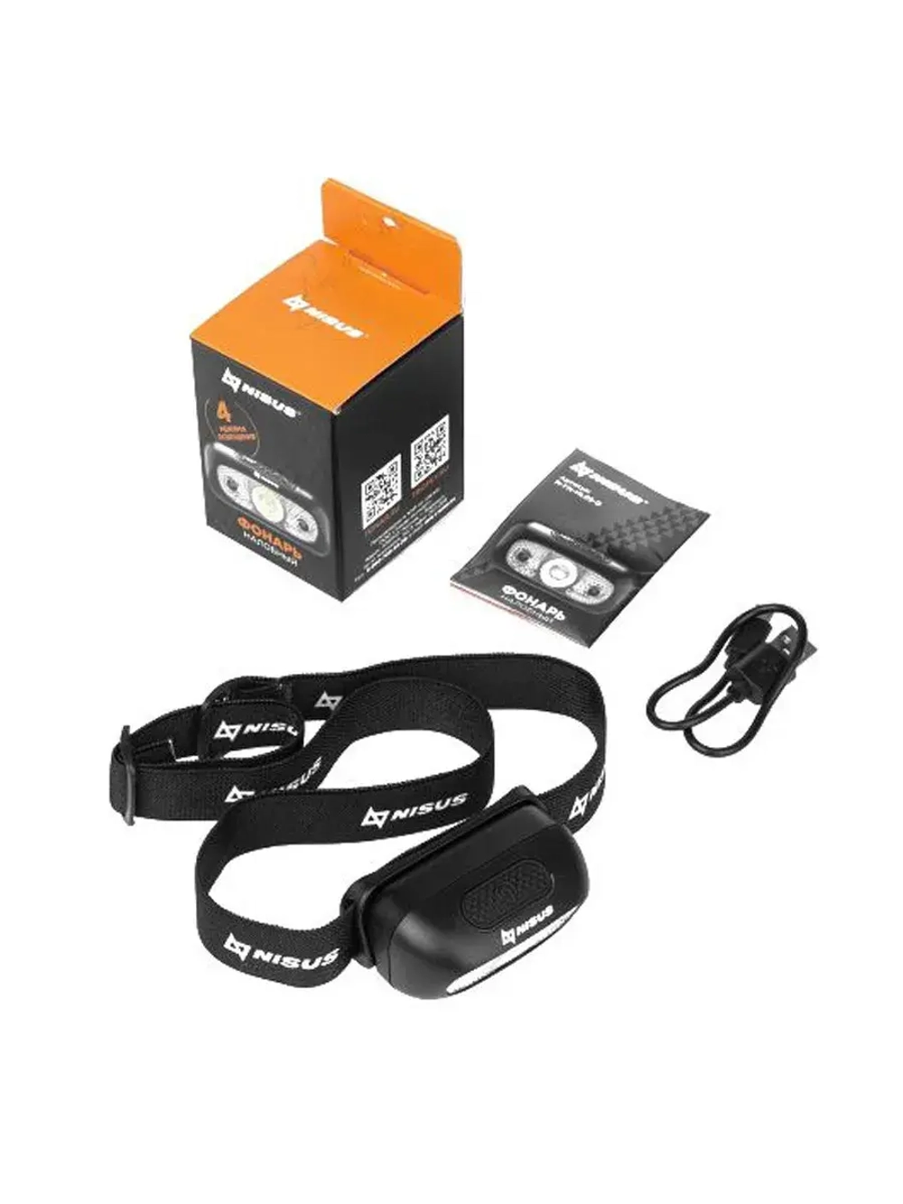 Фонарь налобный PRO N-FN-HL05-D 200 LM, IP44, USB