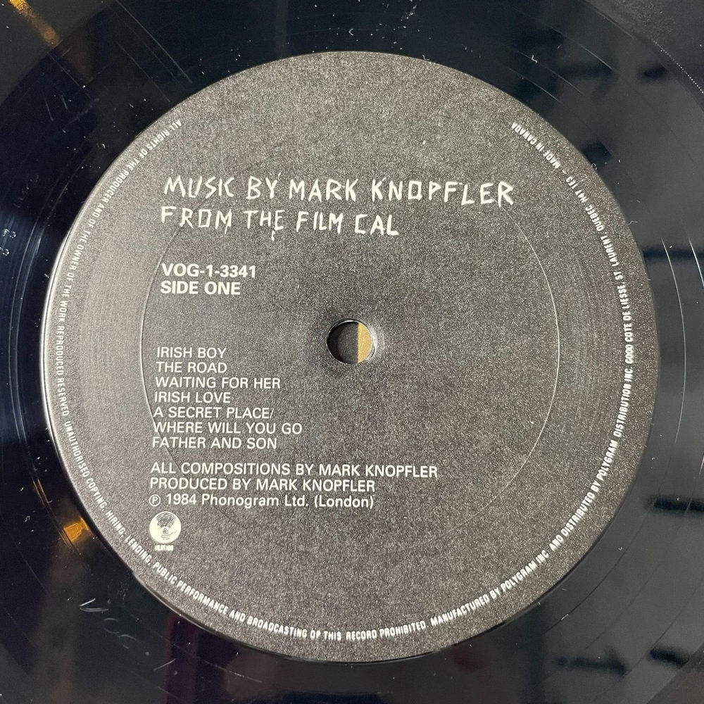 Винтажная виниловая пластинка LP Mark Knopfler Music By Mark Knopfler From The Film Cal (Canada 1984)