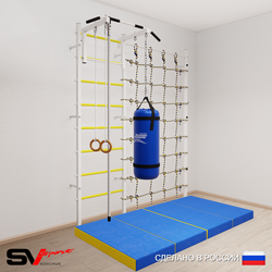 Шведская стенка Sv Sport 51360 (Турник стандарт/Канат/Кольца/Цепь/Мешок 22кг/Мат 2м/Канатный лаз)