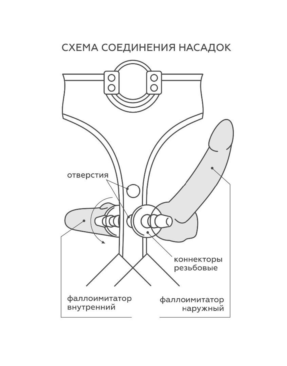 Пояс харнесс премиум класса WOMAN SIMPLEX(S) с 3 насадками (Цвет: телесный с черным)