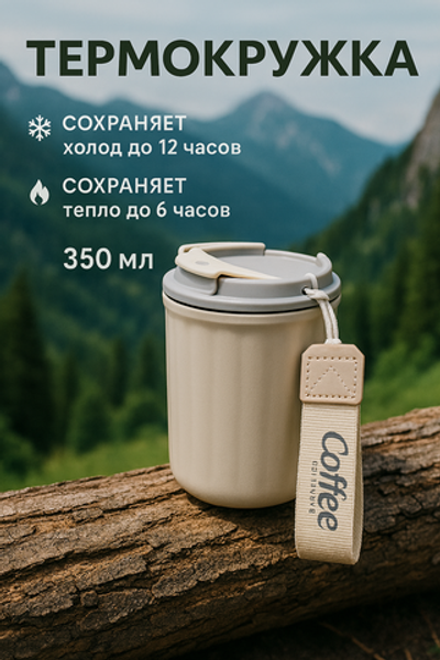 Термокружка 350мл «Coffee», цвет белый