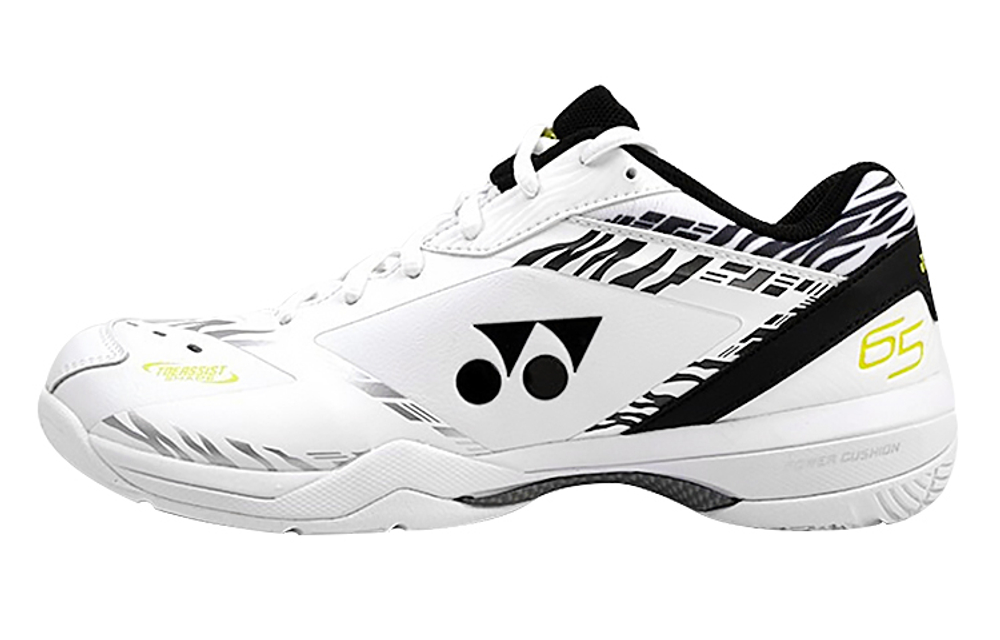 YONEX 65 3 Textile, Synthetic Leather Comfortable Low top Badminton Shoes Men"s Black White Tiger Print