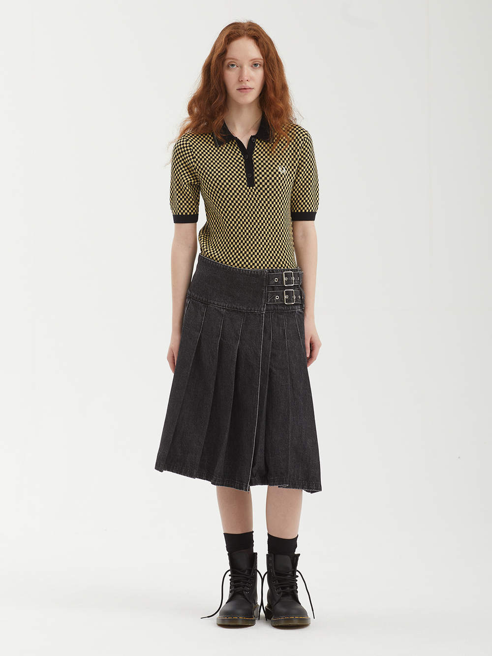 Женское Поло Chequerboard Knitted Shirt