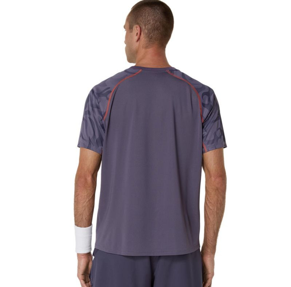 Мужская теннисная футболка Asics Game Short Sleeve - серо-фиолетовая