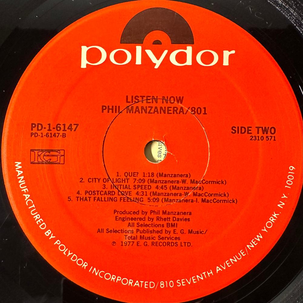 Phil Manzanera / 801 ‎– Listen Now (США 1977г.)