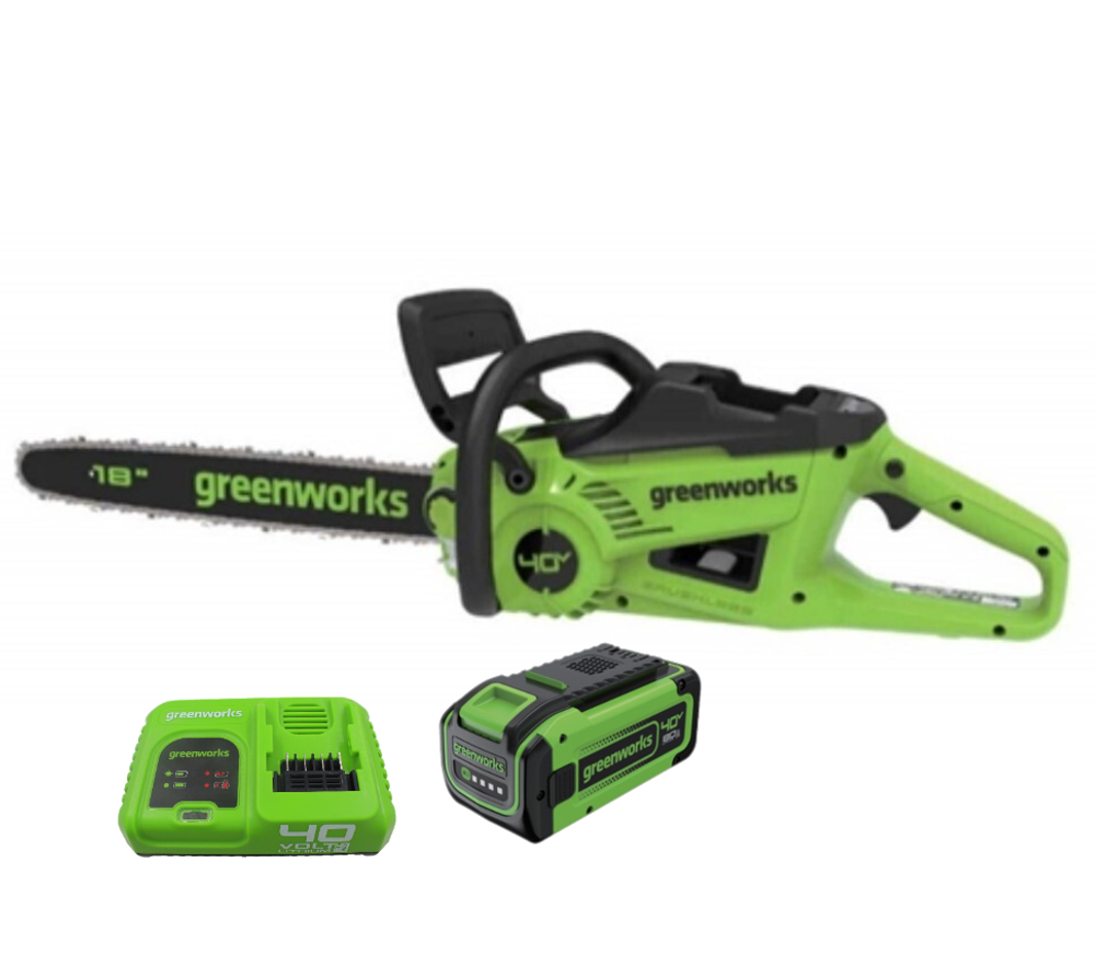 Цепная пила аккумуляторная Greenworks GD40CS20XK8 Арт. 2008807U8B, 40V, 40 см, 2000 Вт, бесщеточная, c 1хАКБ 8 Ач и быстрым ЗУ