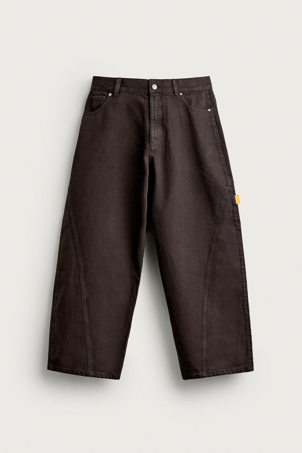 ZARA БРЮКИ BALLOON FIT СО ШВАМИ, КОРИЧНЕВЫЙ