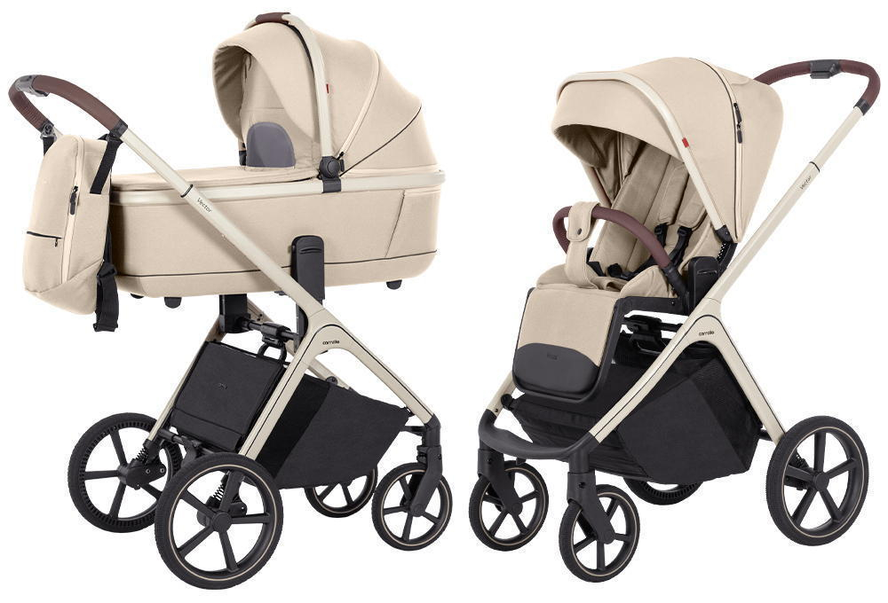 Коляска Carrello Vector CRL-6550 и автокресло Cybex Cloud G i-Size Moon Black Plus 3 в 1 Seashell Beige