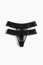 Кружевные трусы-стринги, 2 шт. — Светло-коричневый — H&M 1346220