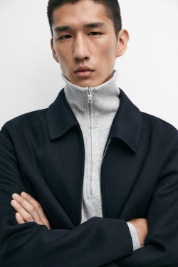 Massimo Dutti Куртка из двухслойной шерстяной ткани, глубокий синий