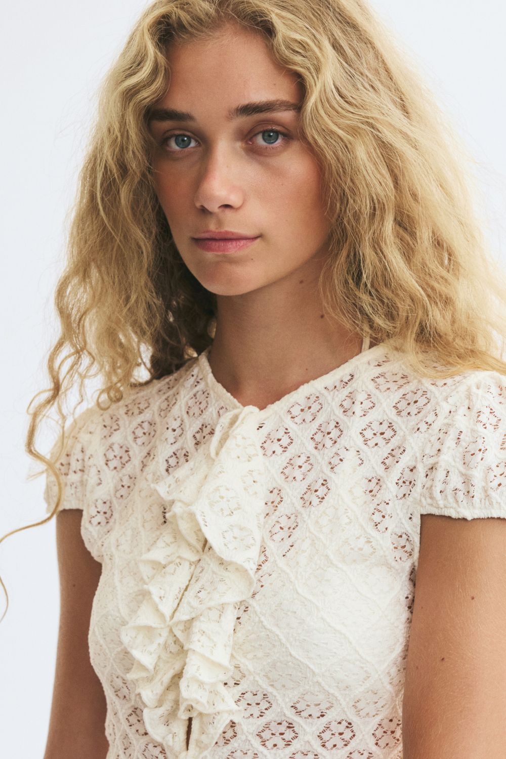 Кружевной топ с воланами — Чёрный — H&M 1366775