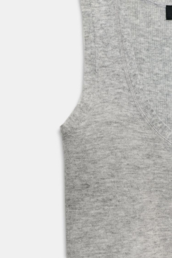 ZARA УЛЬТРАТОНКИЙ ТОП ИЗ СМЕСОВОЙ ШЕРСТИ, СЕРЫЙ
