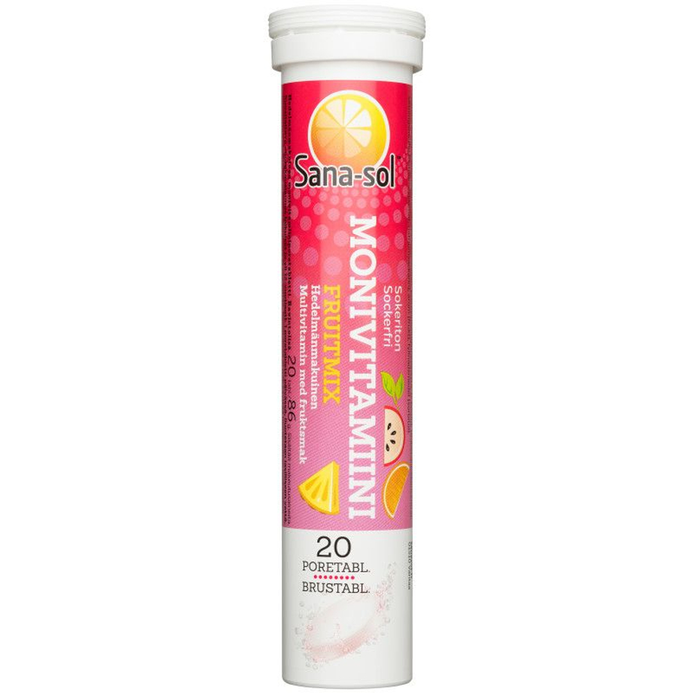 Fruitmix Monivitamiini 20 шипучих таблеток со вкусом фруктов (Дания)