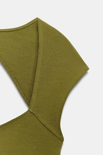 ZARA ТОП С ВЫРЕЗОМ НА СПИНЕ, ОЛИВКОВЫЙ