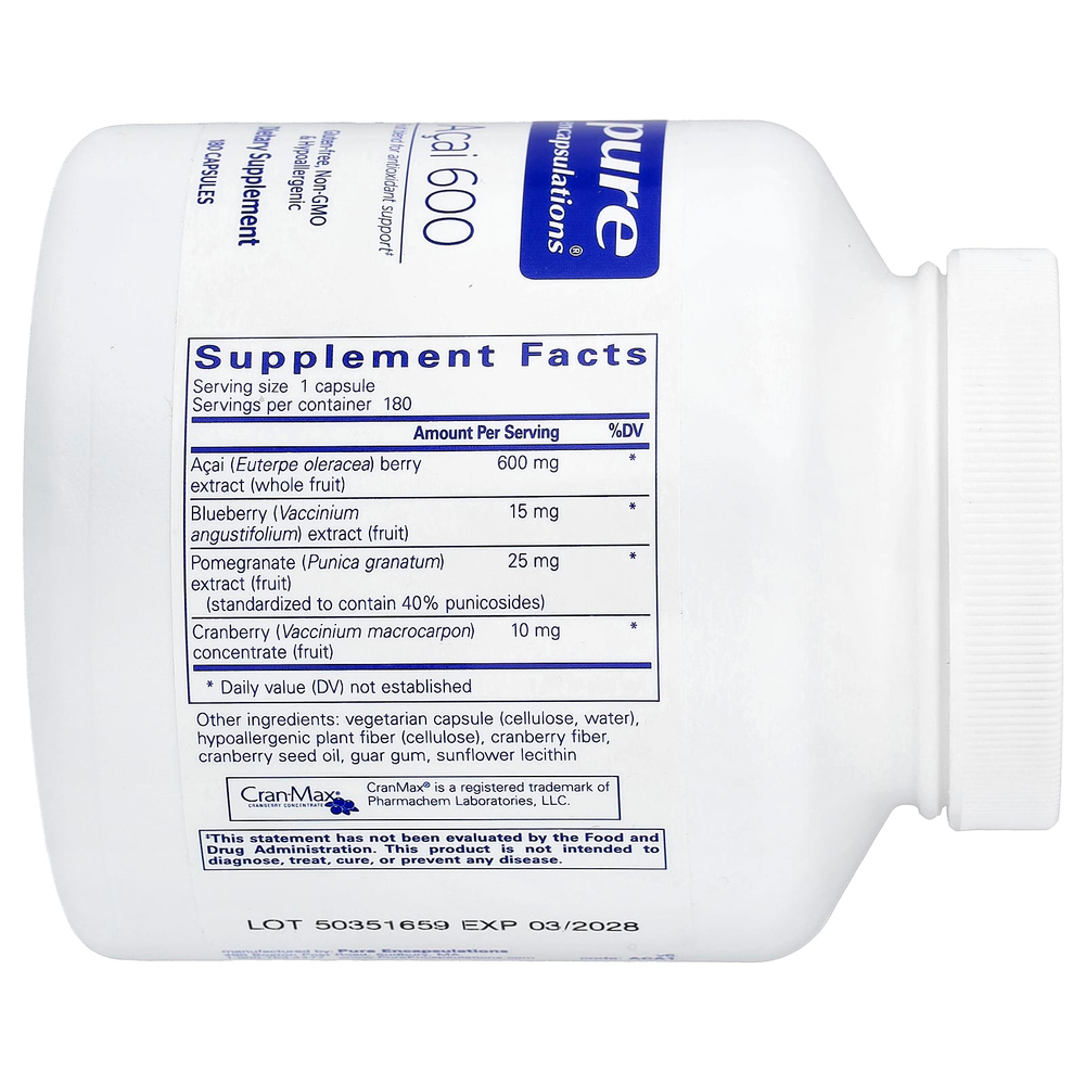 Pure Encapsulations, Acai 600, 180 Capsules