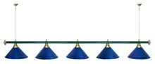 Лампа STARTBILLIARDS 5 пл. (плафоны зеленые,штанга золотая,фурнитура золото)