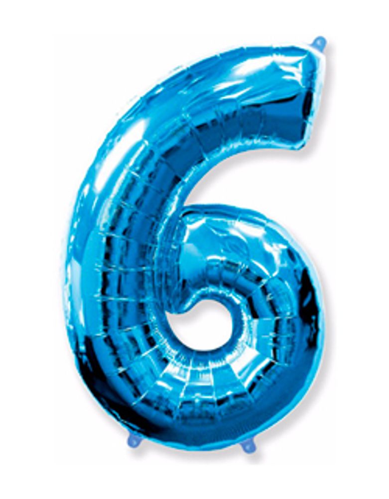 Цифра "6" синий