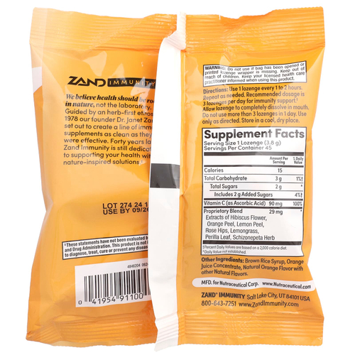 Zand, Immunity, апельсин C, натуральный, 45 пастилок
