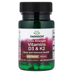 Swanson Vitamins, Витамины D3 и K2, 60 растительных капсул