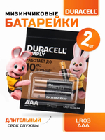 Мизинчиковые Батарейки Duracell AAA 2шт.