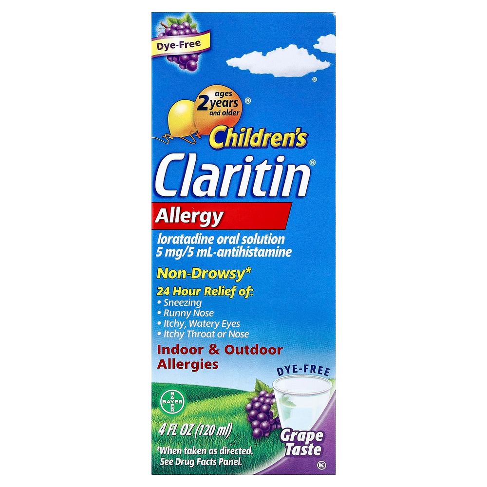 Claritin, Children's, аллергия, для детей от 2 лет, со вкусом винограда, 120 мл (4 жидк. унции)