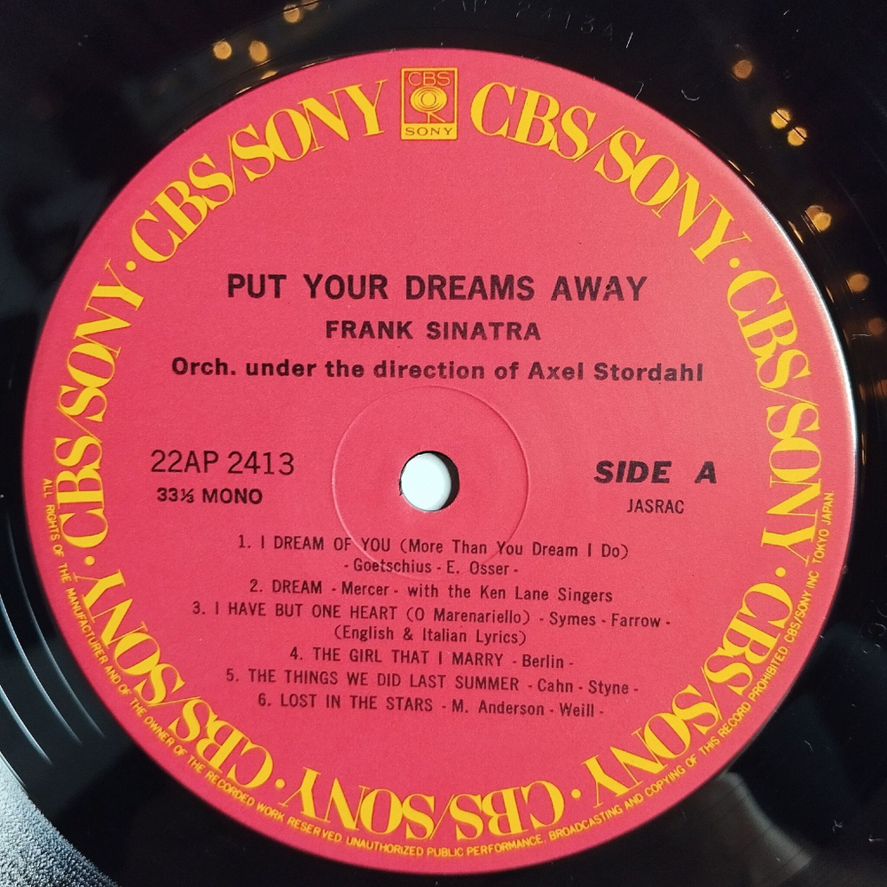 Винтажная виниловая пластинка LP Frank Sinatra Put Your Dreams Away (Japan 1983) (No Obi)