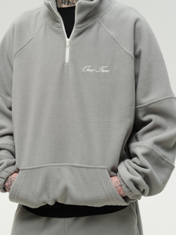 Drawstring Half-Zipped Sweatshirt Grey