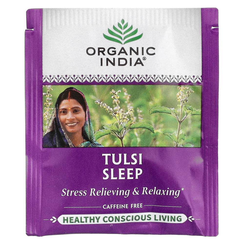Organic India, чай из тулси для засыпания, без кофеина, 18 пакетиков для заваривания, 32,4 г (1,14 унции)