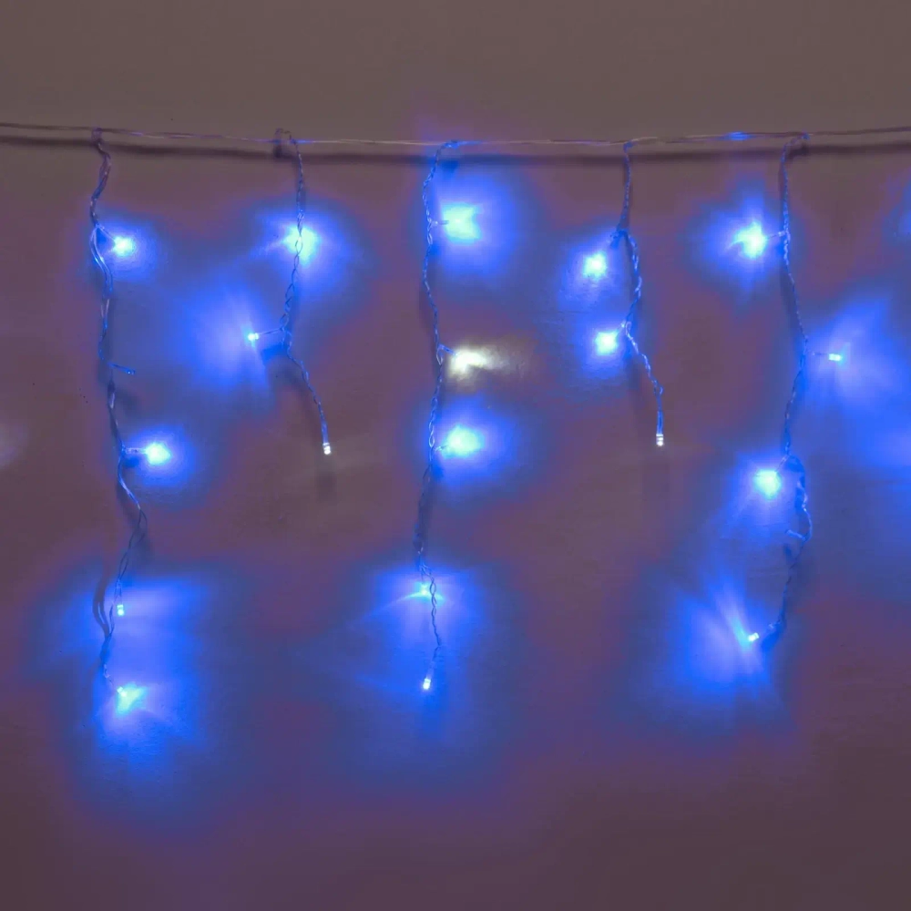 Гирлянда для дома БАХРОМА «Мерцание» ш1,5м* в30/50см 48 ламп LED, прозрачн.провод, авторежим, IP-20, Синий/Белый мерцает
