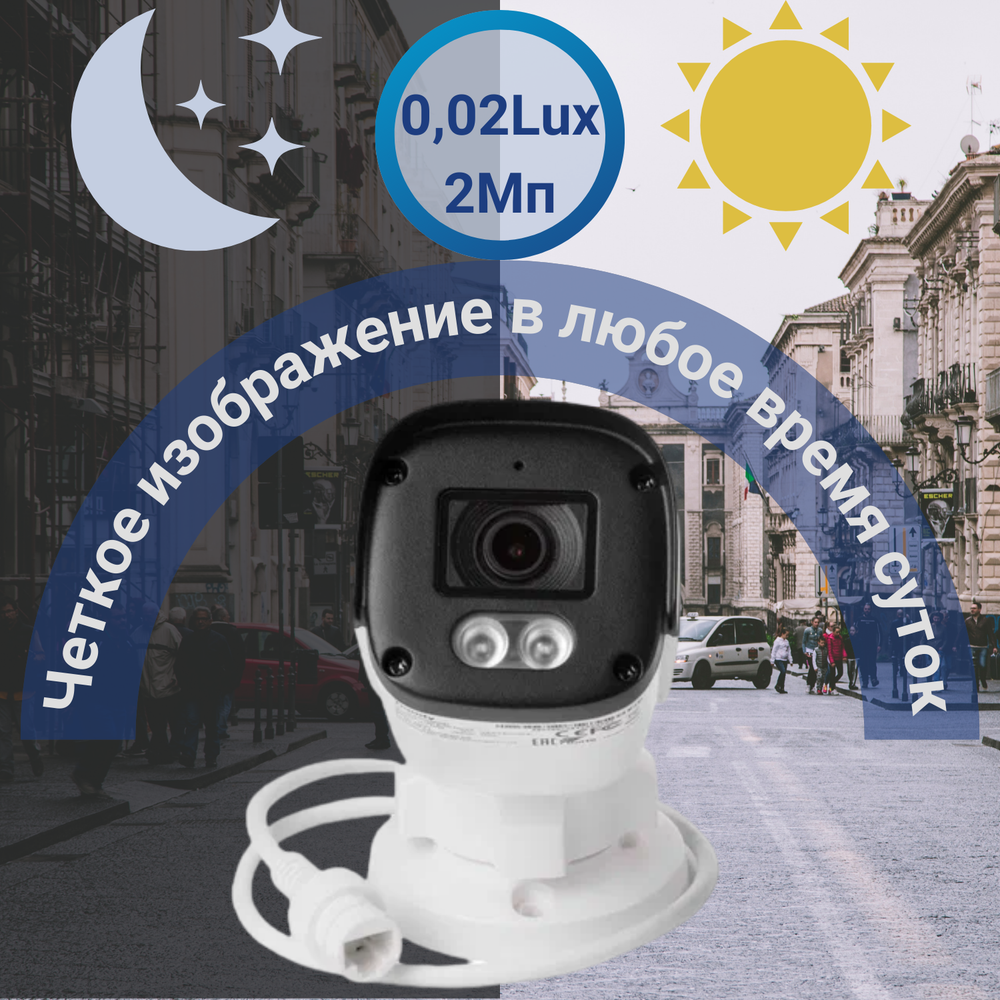 Tiandy TC-C32QN I3/E/Y/2.8mm/V5.1 Видеокамера IP 2Мп цилиндрическая уличная, с микрофоном (2.8мм)