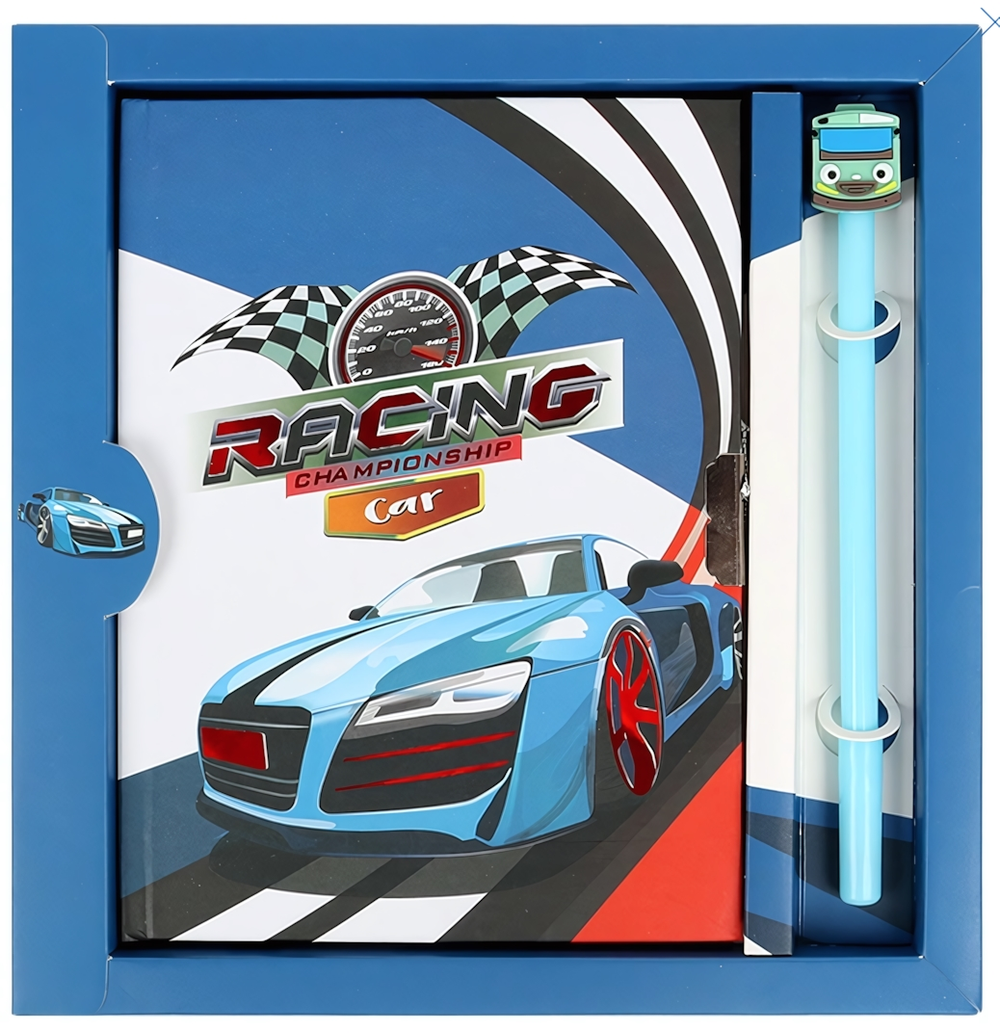 Блокнот 13,5*18 см 50л. с замком "Racing Car" с ручкой (Darvish)