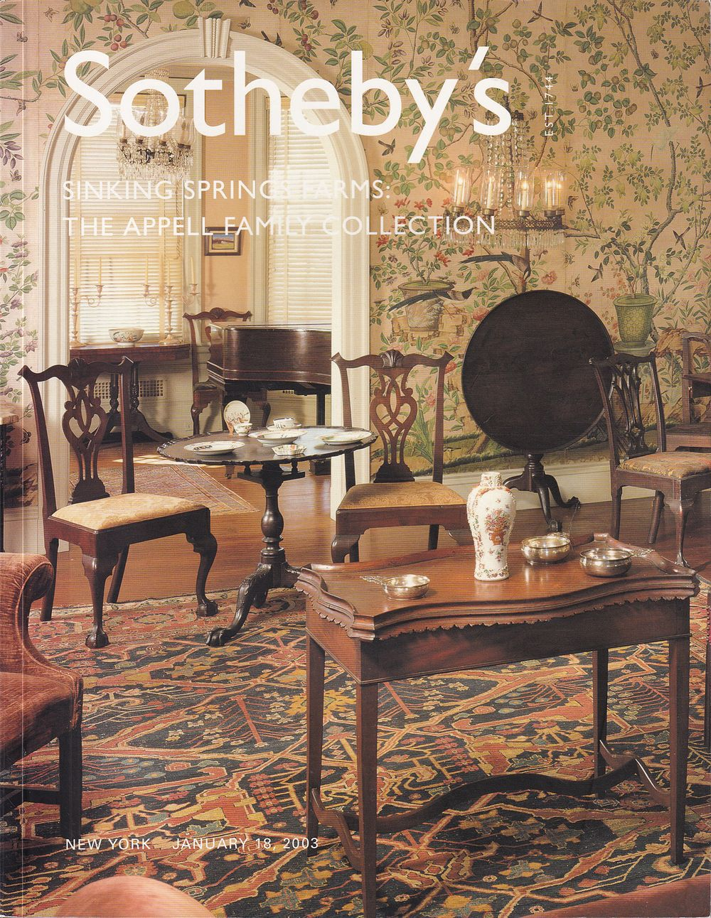 Каталог аукциона Sotheby's, Нью-Йорк, Sinking Springs Farm: Коллекция семьи Аппелл от 18 января 2003 года