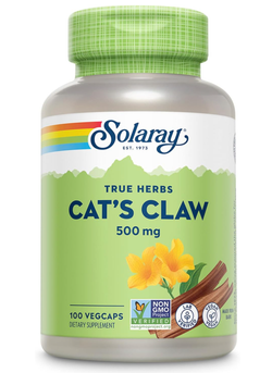 Solaray Cat's Claw 500 mg 100 VegCaps | Solaray, mushuk tirnogʻi (Cat's Claw), 500 mg, 100 vegetarian kapsula