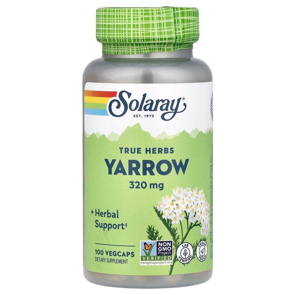 Solaray, True Herbs, тысячелистник, 320 мг, 100 растительных капсул
