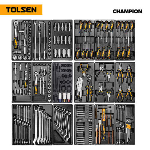 TOLSEN (TT85416-239) Набор инструментов 239 предметов, "CHAMPION", для тележки, 18 ложементов