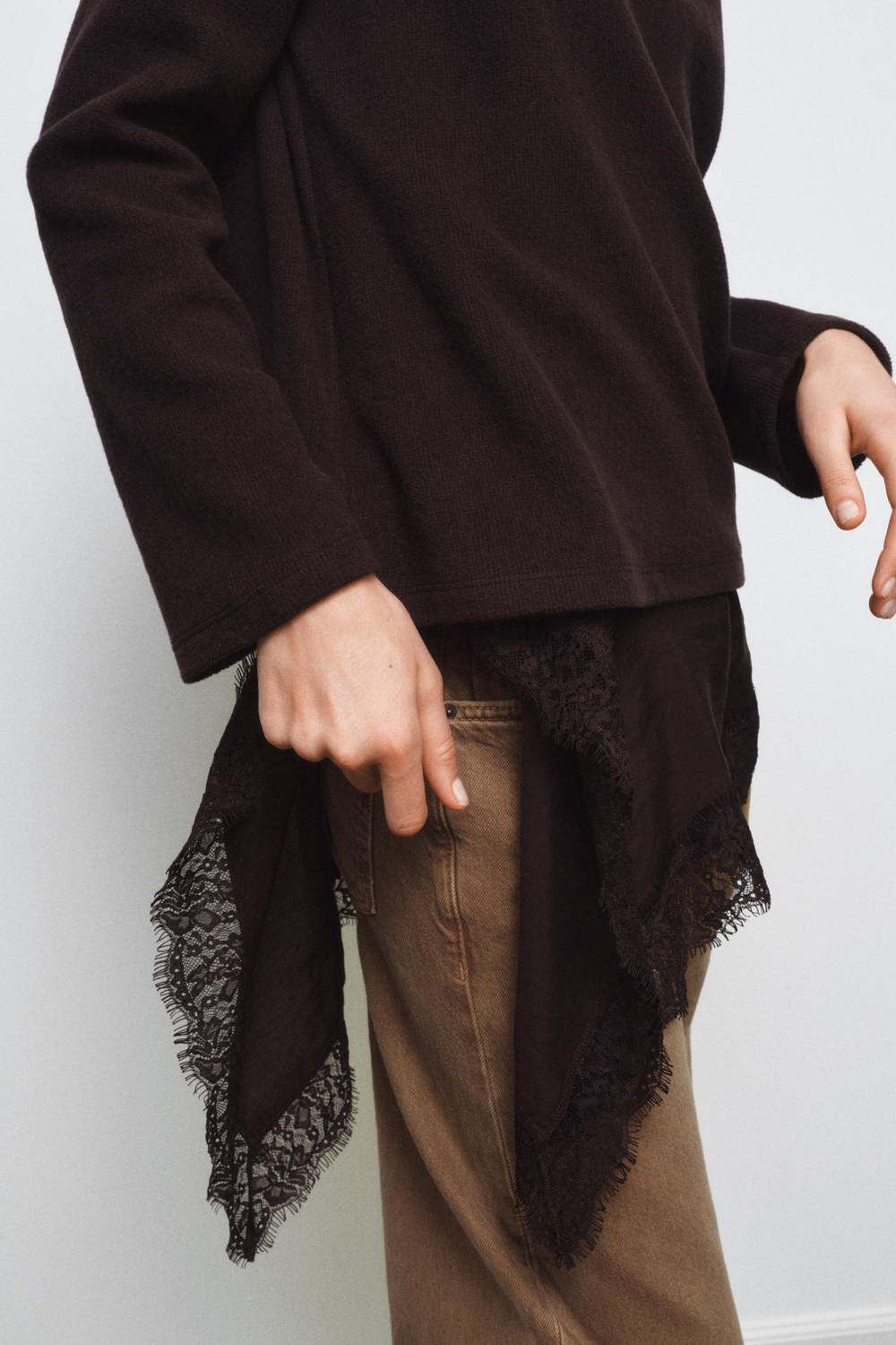 КОМБИНИРОВАННЫЙ ТОП С КРУЖЕВОМ — ZARA