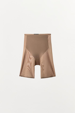 ZARA ШОРТЫ-ВЕЛОСИПЕДКИ ИЗ ПОЛИАМИДА С СЕТЧАТЫМИ ВСТАВКАМИ, БЕЖЕВЫЙ