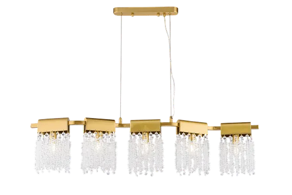 Люстра подвесная NewRgy 5630P/5A PLATING BRASS+CLEAR, 5×40 Вт, прозрачная и латунная