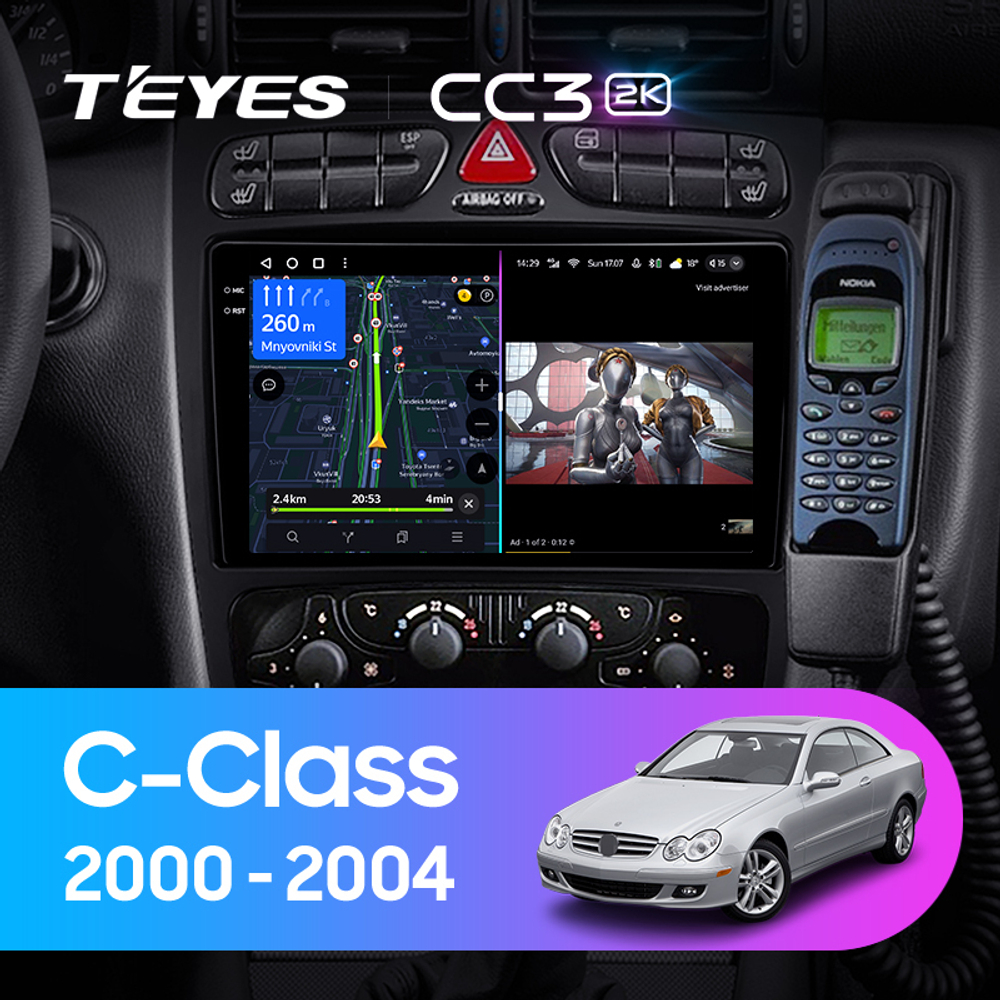 Teyes CC3 2K 9"для Mercedes Benz C-Class, CLK-Class 2000-2005
