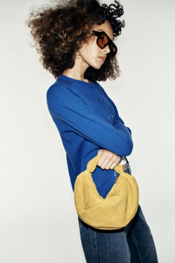 ZARA КОЖАНАЯ СУМКА СО СБОРКАМИ, ЛАЙМОВЫЙ ЗЕЛЕНЫЙ