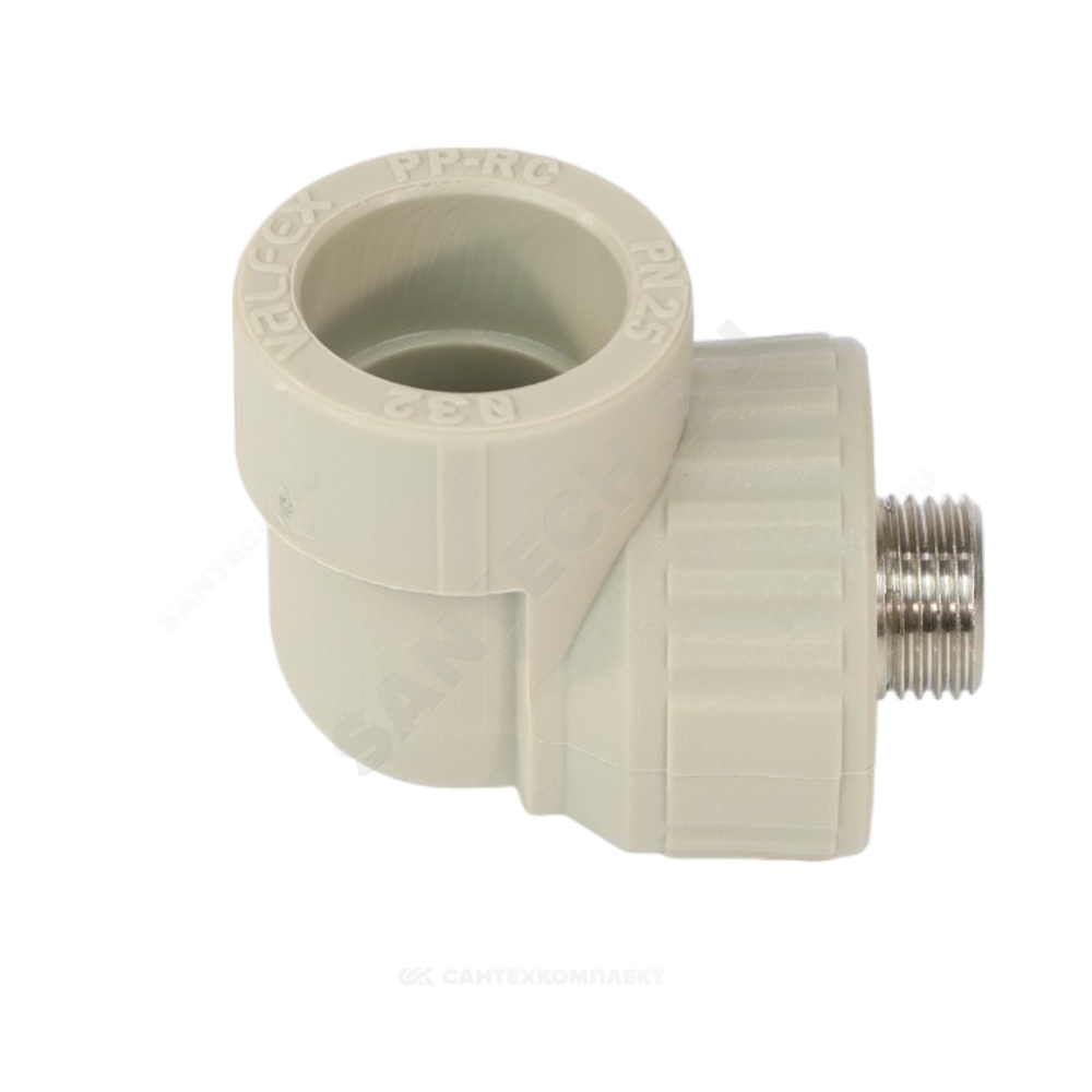 Угольник PP-R комбинированный серый Дн 32х3/4" НР VALFEX 10126132Г