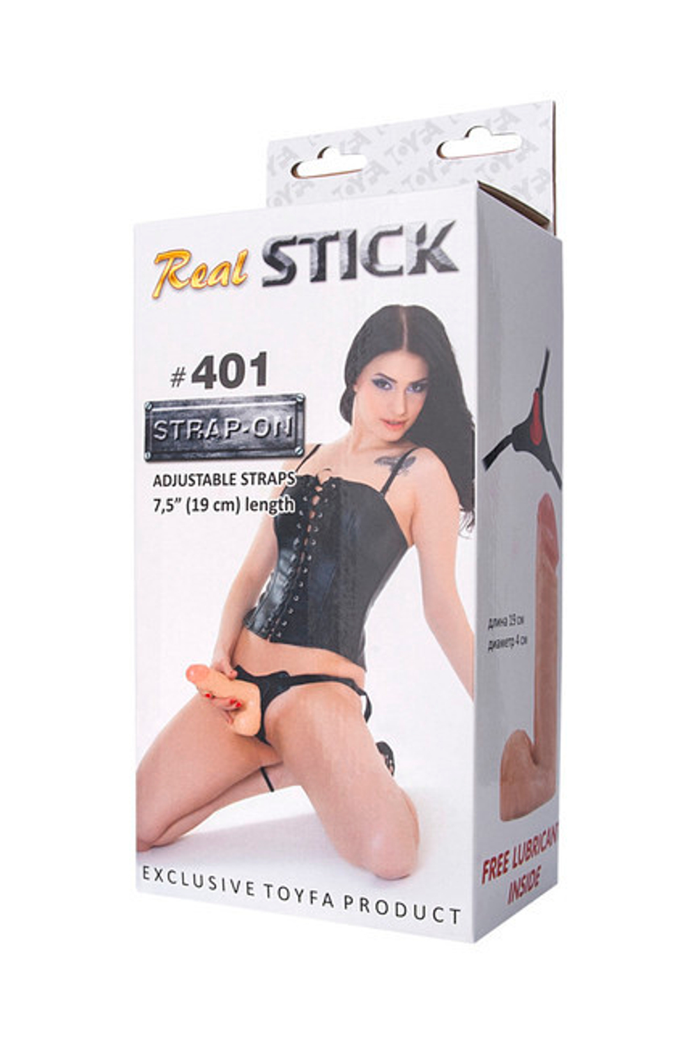 Страпон Real Stick 401 (Цвет: телесный с черным)